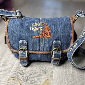 LSU Tigers Shoulder Bag Crossbody Embroidered Denim
